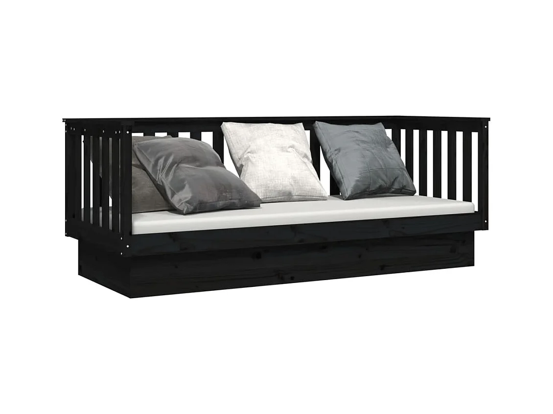 Tagesbett,Sofabett Schwarz 75x190 cm Massivholz Kiefer -gkd54406