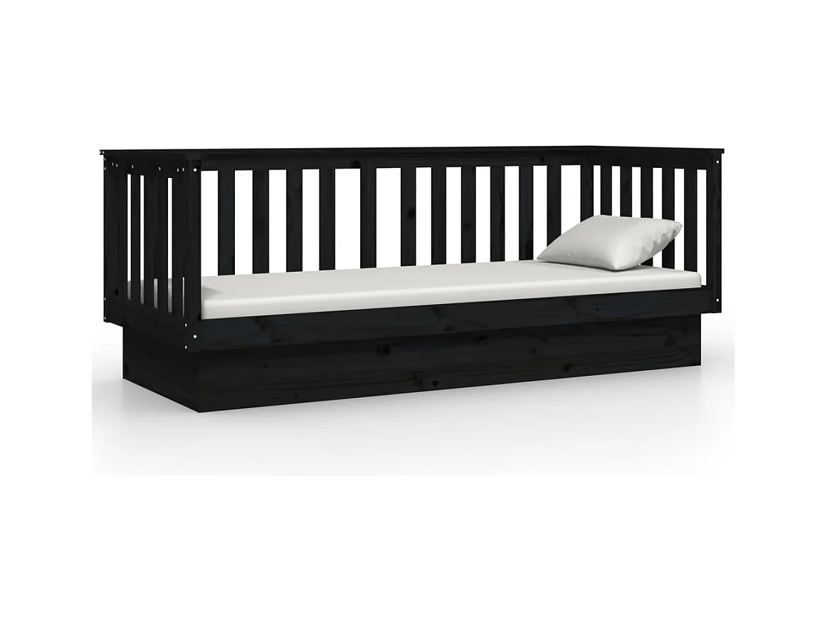 Tagesbett,Sofabett Schwarz 75x190 cm Massivholz Kiefer -gkd54406