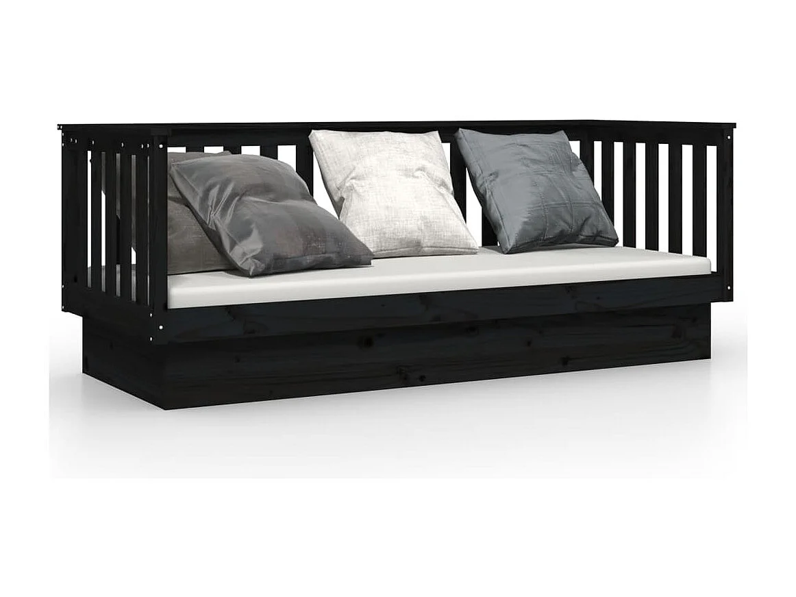 Tagesbett,Sofabett Schwarz 75x190 cm Massivholz Kiefer -gkd54406