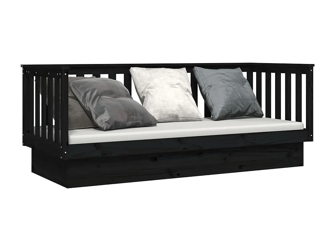 Tagesbett,Sofabett Schwarz 75x190 cm Massivholz Kiefer -gkd54406