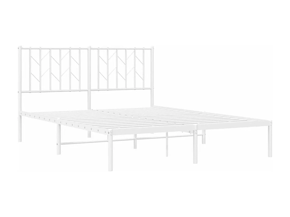 Lit-135x190 cm métal + tête de lit blanc HOQW47035