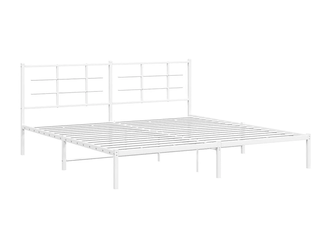 Cama com cabeceira 193x203 cm metal branco PT720908