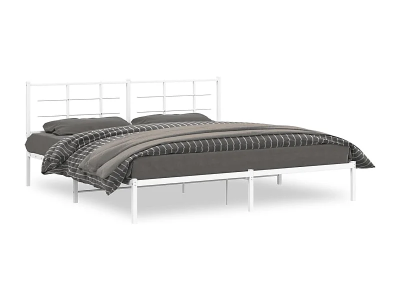 Cama com cabeceira 193x203 cm metal branco PT720908