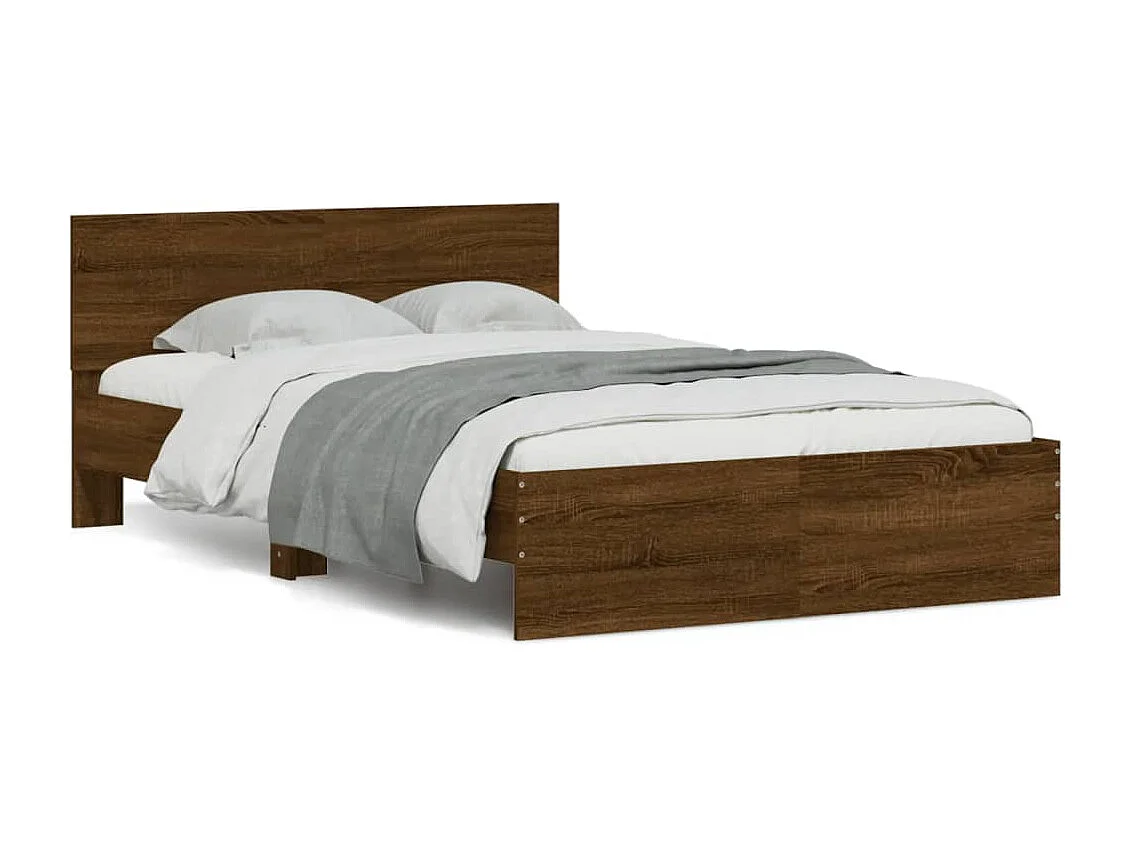 Lit-120x190 cm + tête de lit chêne marron HOQW45223