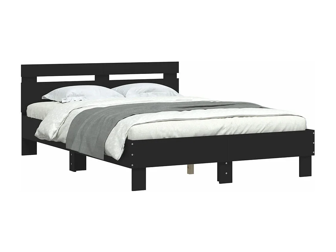 Cama -120x190 cm con cabecero madera ingeniería negro YOE11752