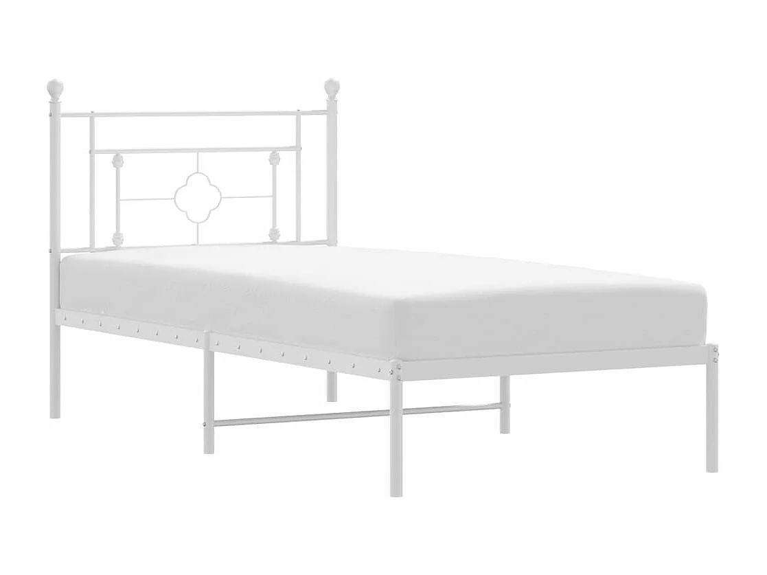 Lit-90x200 cm métal + tête de lit blanc HOQW30171