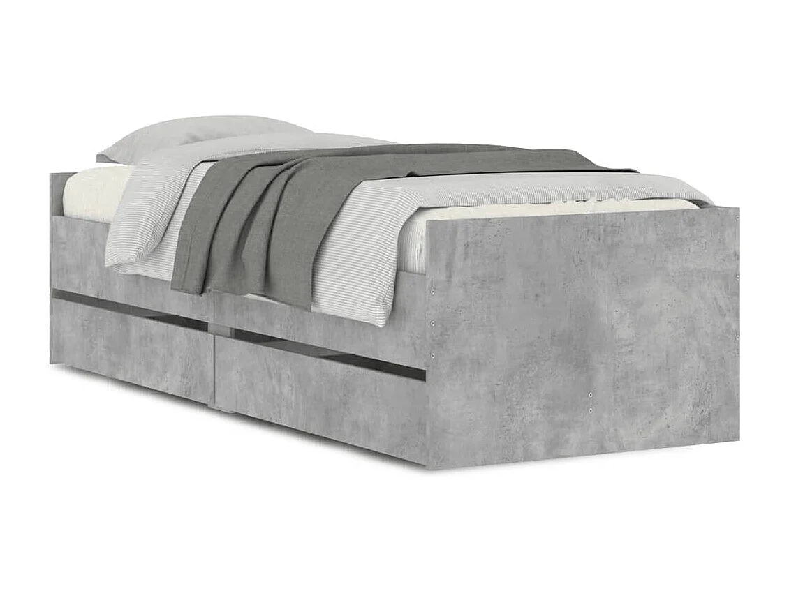 Lit-90x200 cm + tiroirs gris béton HOQW98160
