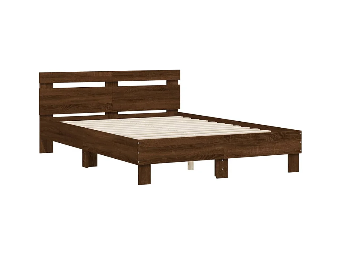 Lit-120x200 cm + tête de lit chêne marron HOQW18814