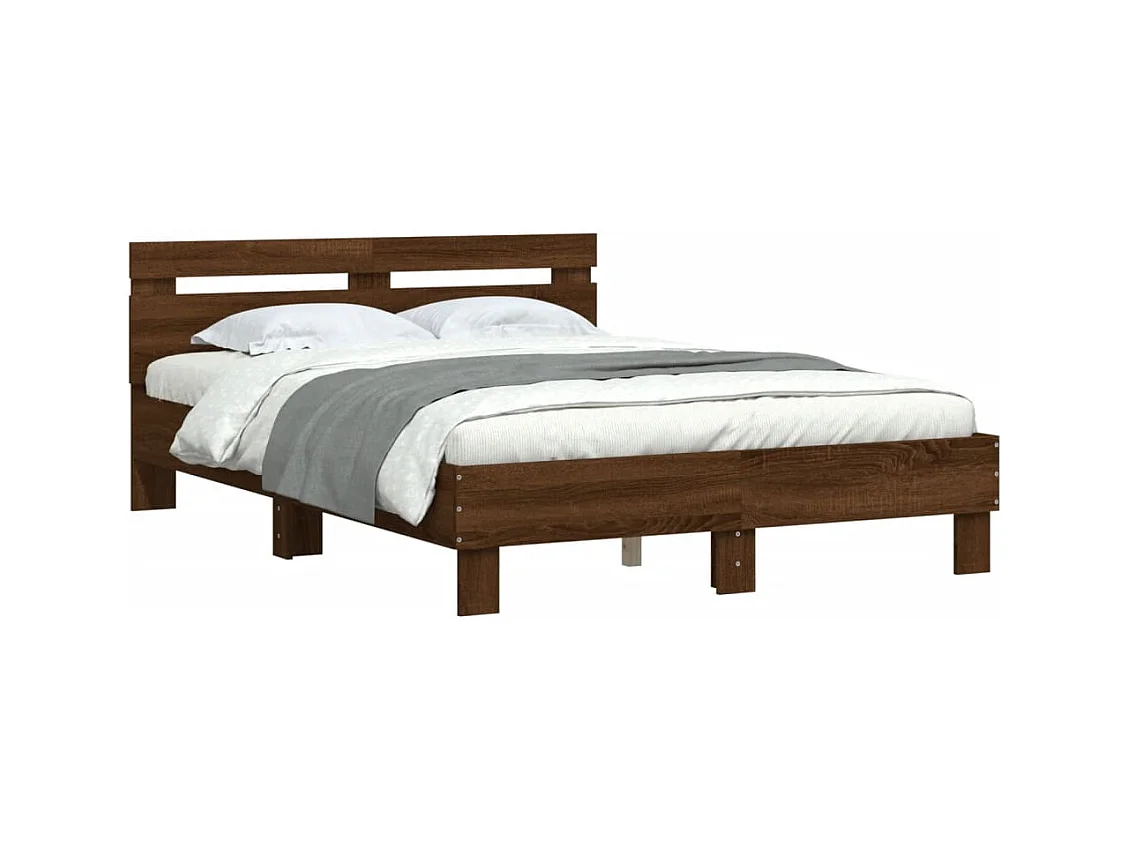 Lit-120x200 cm + tête de lit chêne marron HOQW18814