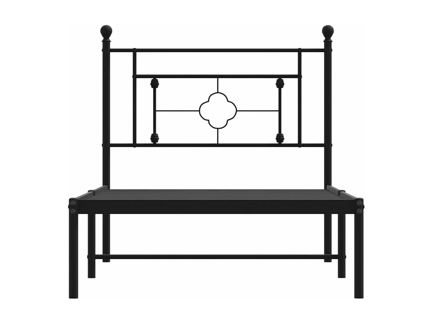 Lit-90x190 cm métal + tête de lit noir HOQW78298