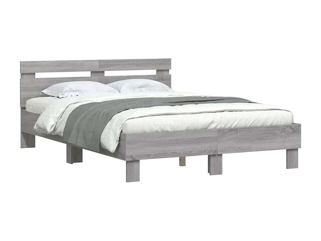 Bedframe met hoofdeinde grijs sonoma eiken 135x190 cm NL28845