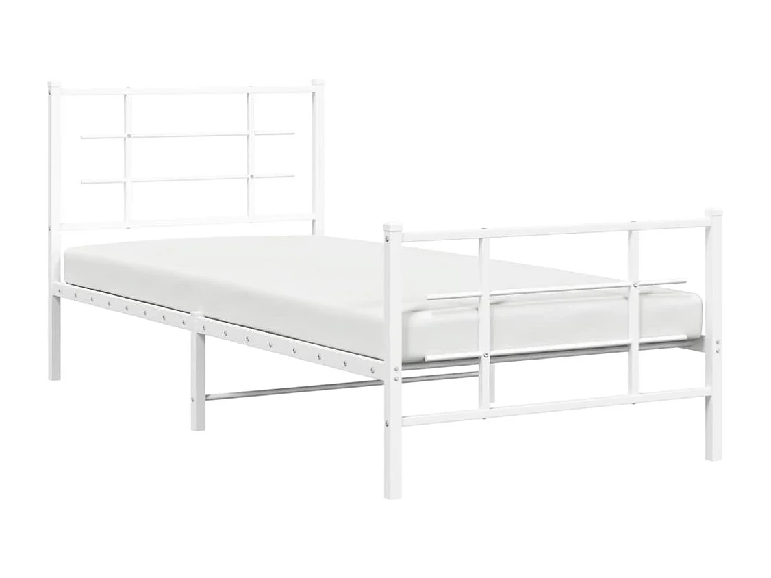 Cama - 90x190 cm metal con cabecero y pie cama blanca YOE80620