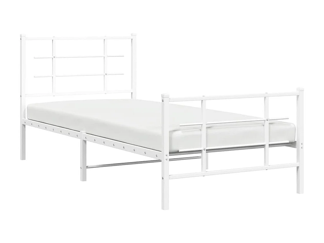 Cama - 90x190 cm metal con cabecero y pie cama blanca YOE80620
