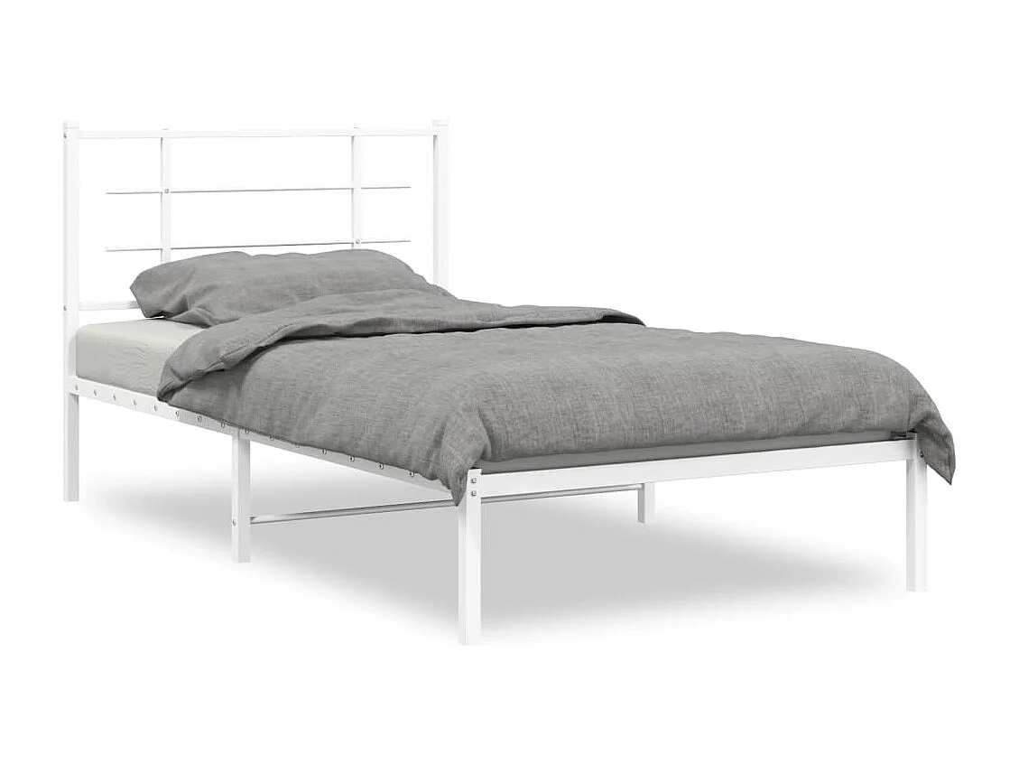 Bedframe met hoofdbord metaal wit 100x190 cm NL28611