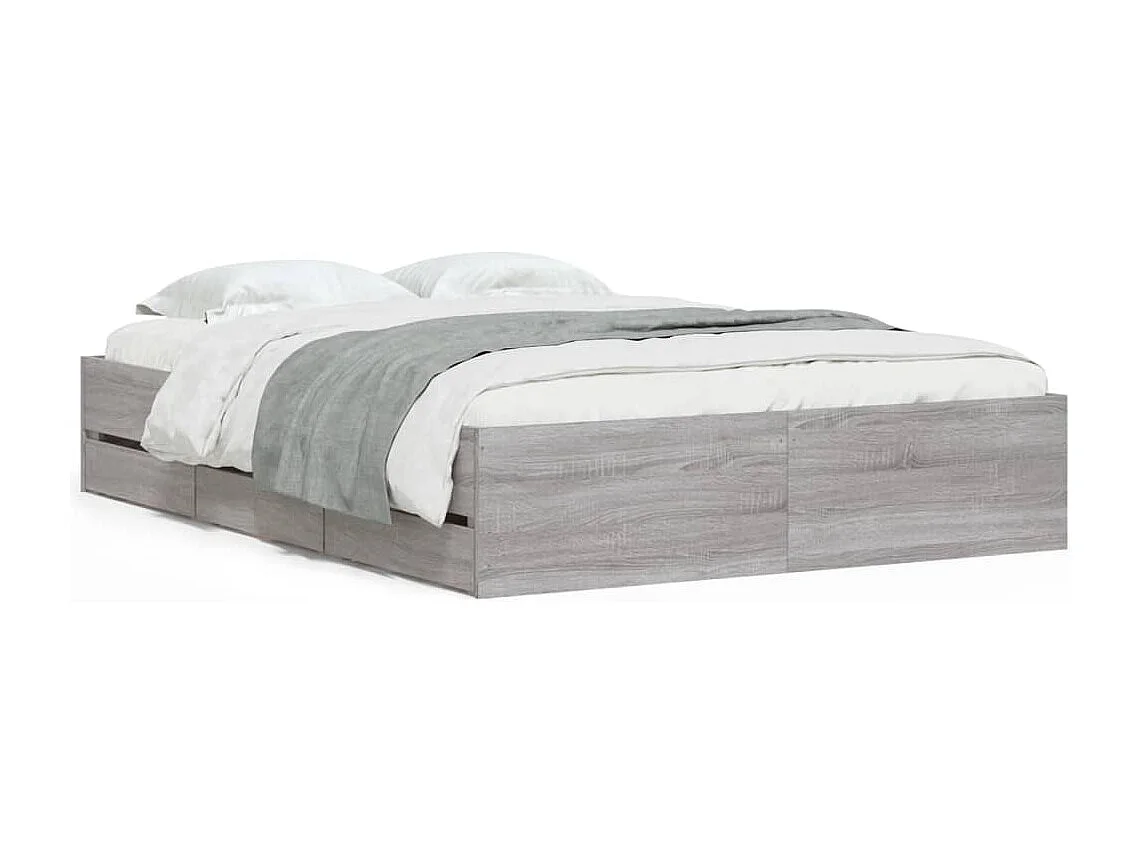 Cama -120x200 cm con cajones madera ingeniería gris Sonoma YOE36516
