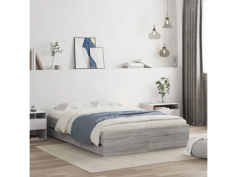 Lit-120x200 cm et tiroirs sonoma gris bois d'ingénierie HOQW49313