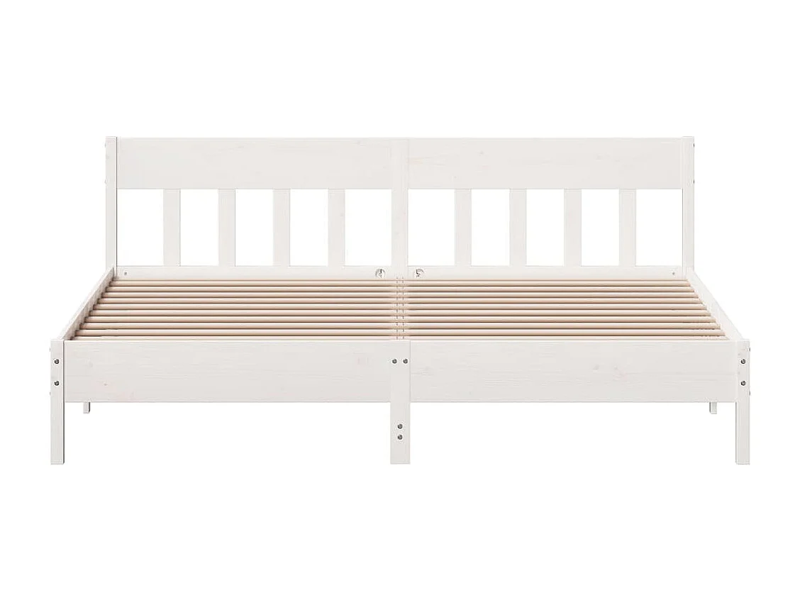 Lit-200x200 cm et tête de lit blanc bois de pin massif HOQW25792