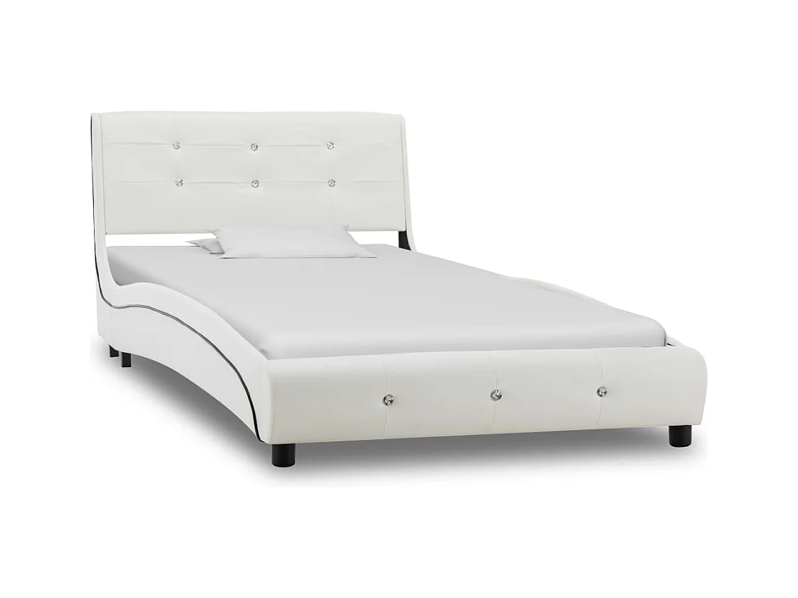 Lit-90x200 cm + matelas Blanc Similicuir HOQW70449