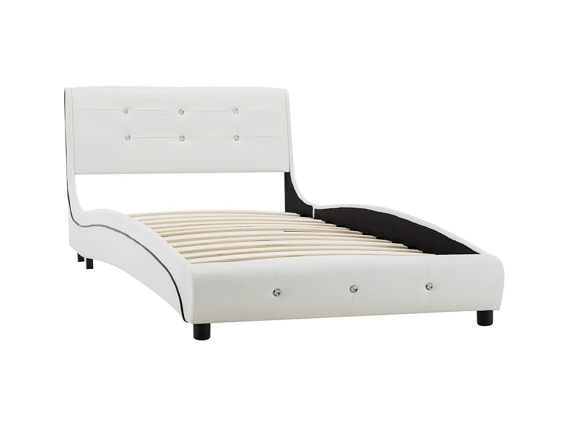 Cama com colchão 90x200 cm couro artificial branco PT227739