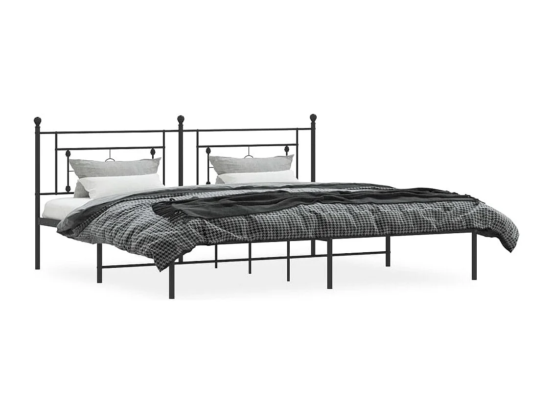 Lit-200x200 cm métal + tête de lit noir HOQW70115