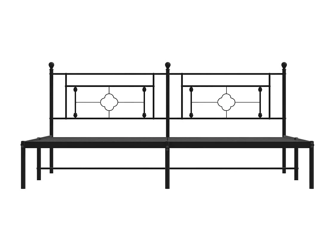 Lit-200x200 cm métal + tête de lit noir HOQW70115