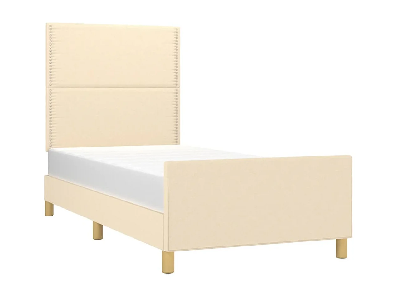 Cama c/ cabeceira 100x200 cm tecido cor creme PT436770