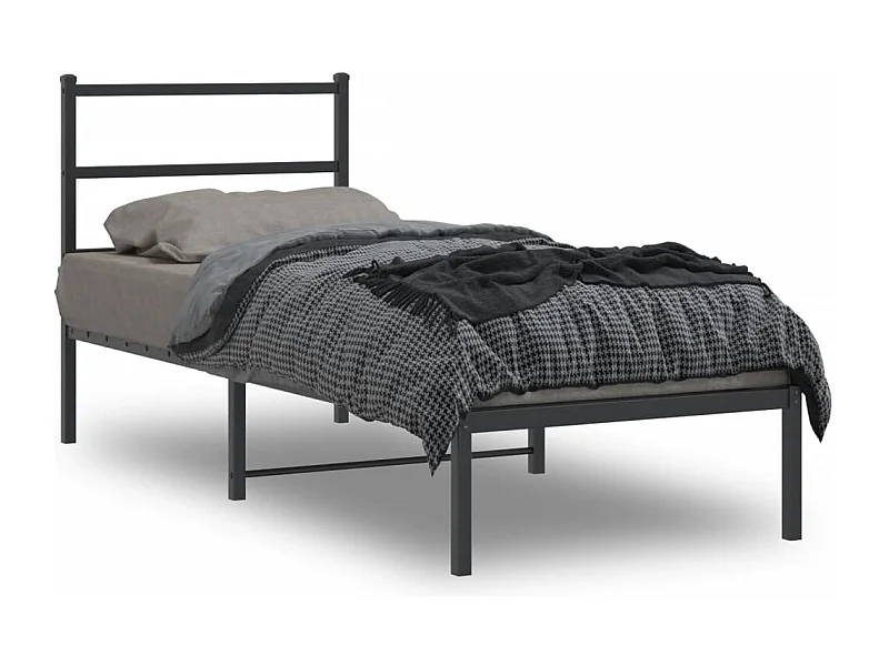 Cama -75x190 cm con cabecero metal negro YOE90671