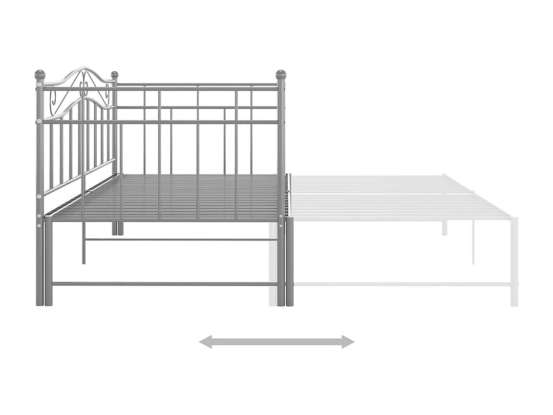Lit-90x200 cm extensible Gris Métal HOQW62006