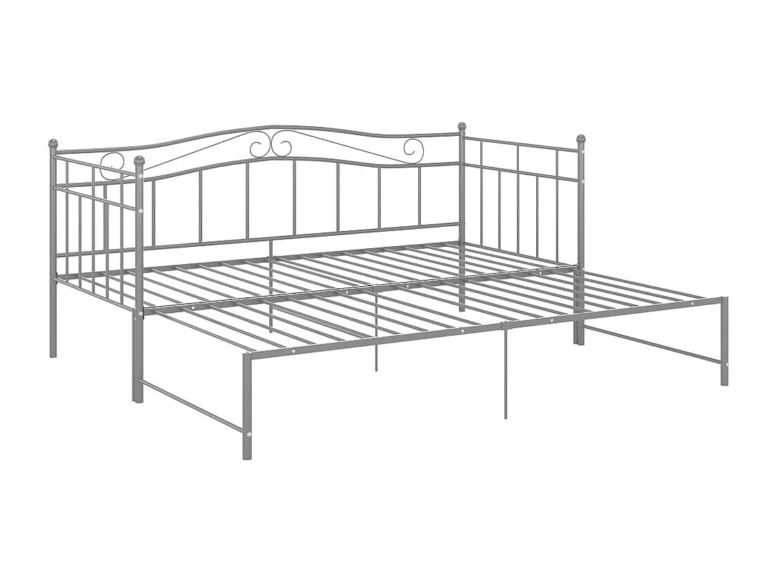 Lit-90x200 cm extensible Gris Métal HOQW62006