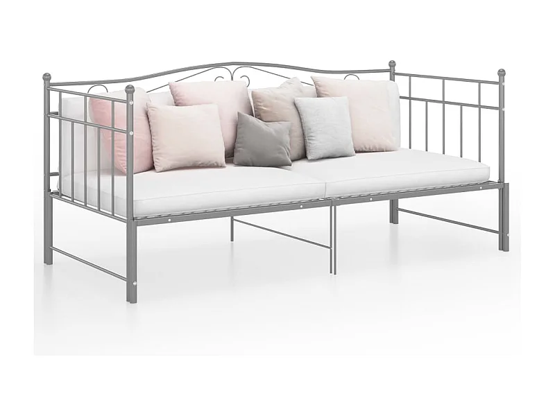 Cama de solteiro de puxar 90x200 cm metal cinzento PT872650