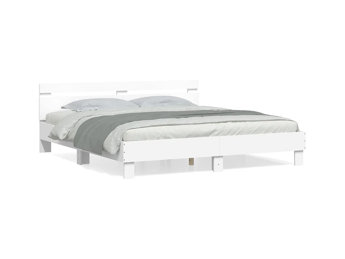 Lit-180x200 cm + tête de lit blanc bois d'ingénierie HOQW74500