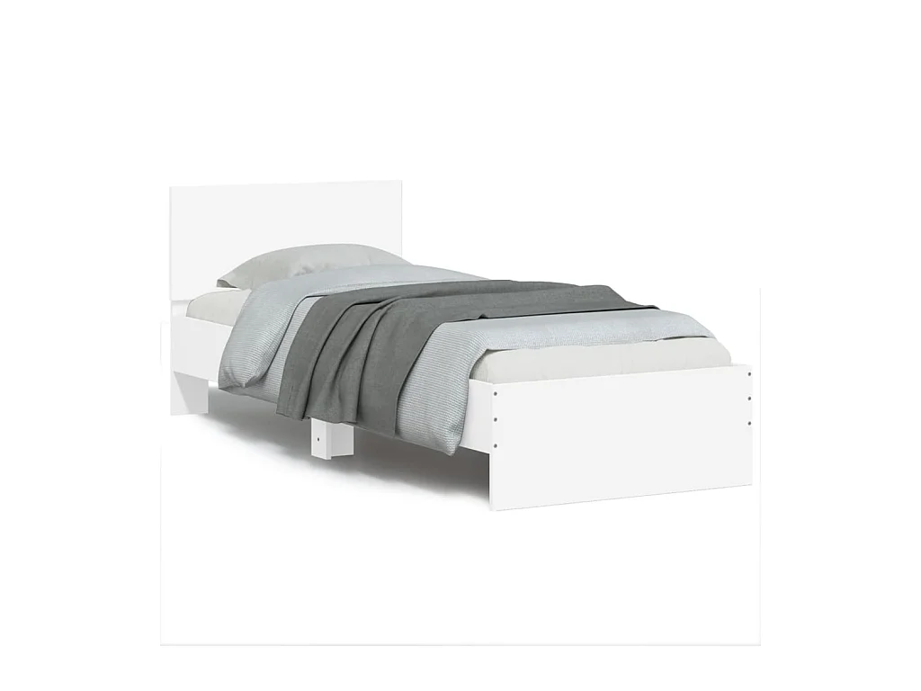 Lit-90x190 cm + tête de lit blanc bois d'ingénierie HOQW51368