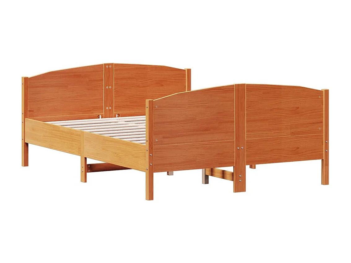 Cama c/ cabeceira 140x190cm pinho maciço castanho-mel PT784814