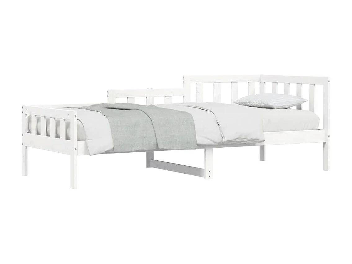 Cama de solteiro 90 x 200 cm madeira de pinho maciça branco PT345799