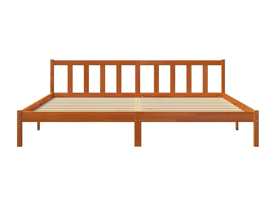 Cama 180x200 cm madeira pinho maciço castanho cera PT332427