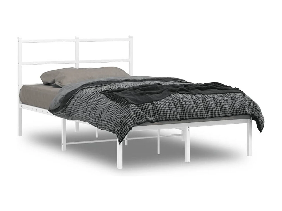 Cama -120x200 cm de metal con cabecero blanca YOE44499