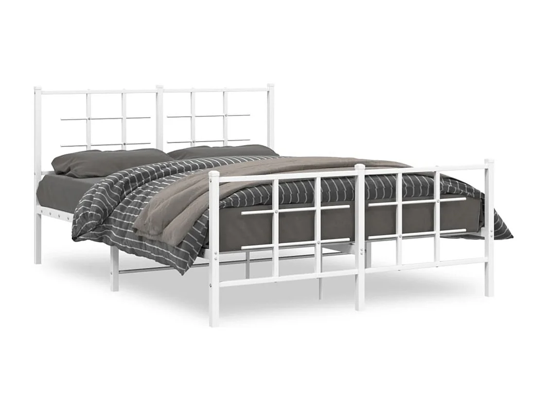 Bedframe met hoofd- en voeteneinde metaal wit 140x190 cm NL47771