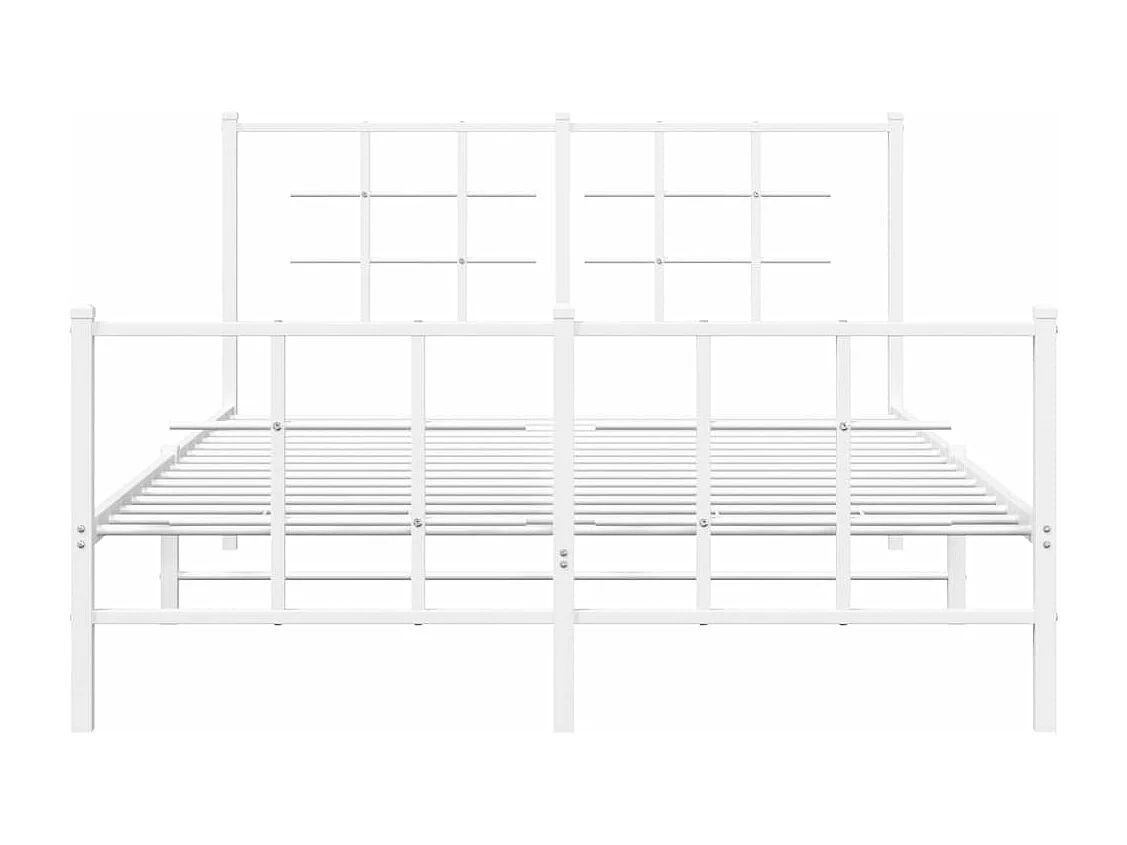 Lit-140x190 cm métal + tête de lit/pied de lit blanc HOQW52239