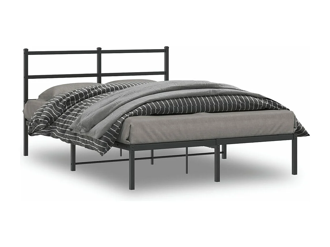 Bedframe met hoofdbord metaal zwart 135x190 cm NL69974
