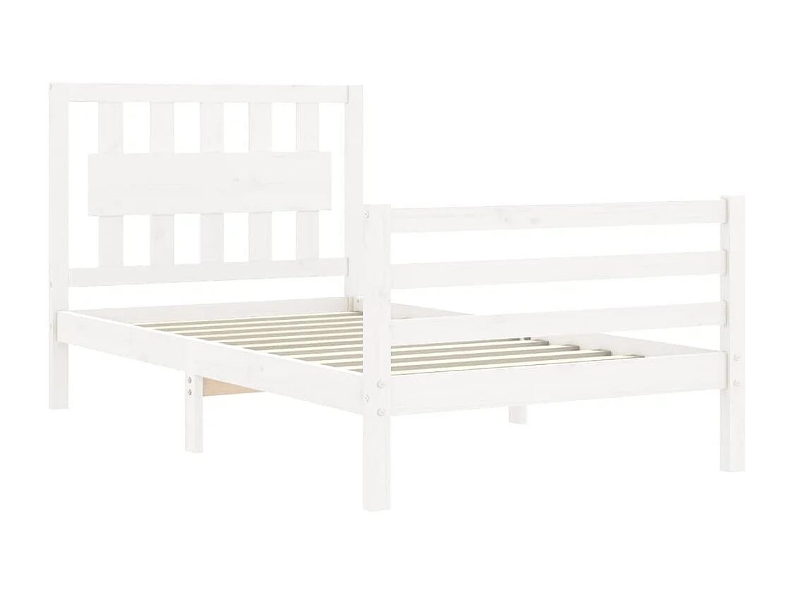 Lit-75x190 cm + tête de lit blanc petit simple bois massif HOQW14891