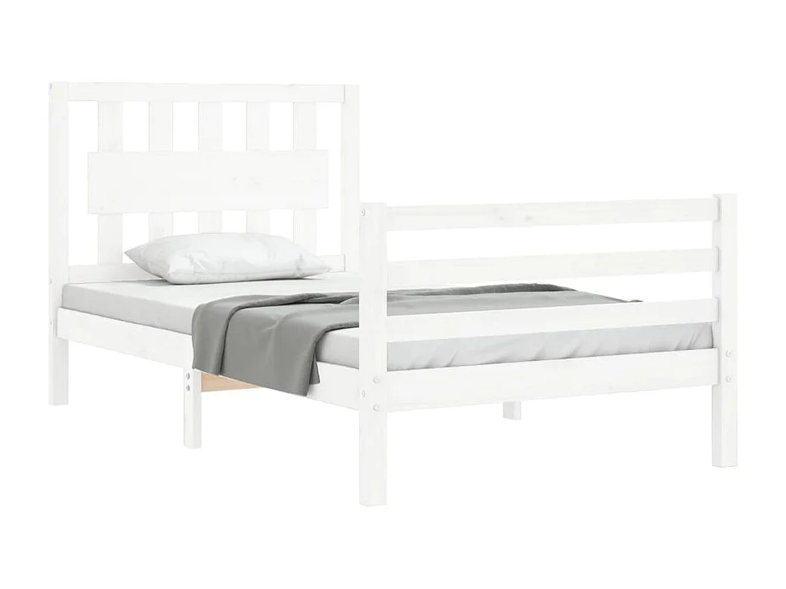Lit-75x190 cm + tête de lit blanc petit simple bois massif HOQW14891
