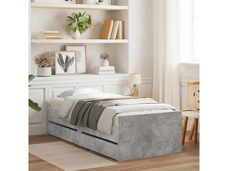 Cama -75x190 cm con cajones gris hormigón YOE63714