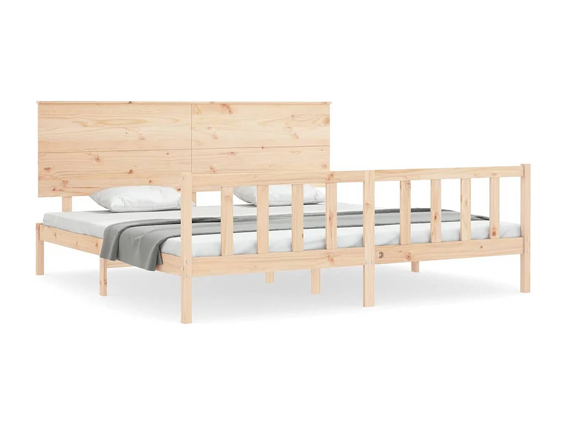 Lit-200x200 cm + tête de lit bois massif HOQW26314