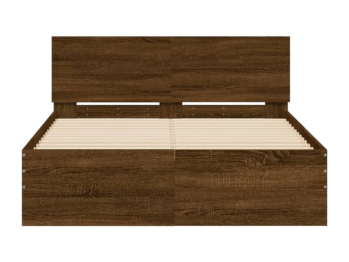 Lit-135x190 cm + tête de lit chêne marron HOQW98546