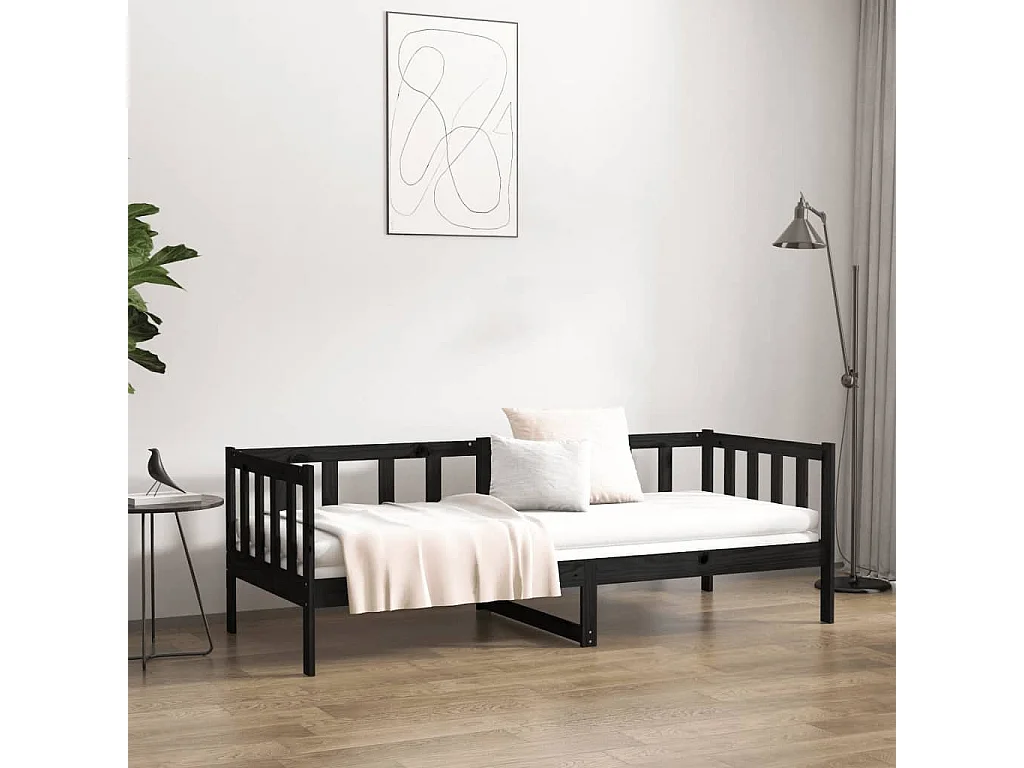Tagesbett,Sofabett Schwarz 80x200 cm Massivholz Kiefer -gkd30989