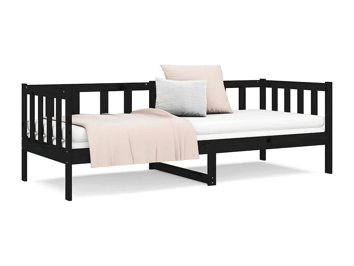 Tagesbett,Sofabett Schwarz 80x200 cm Massivholz Kiefer -gkd30989