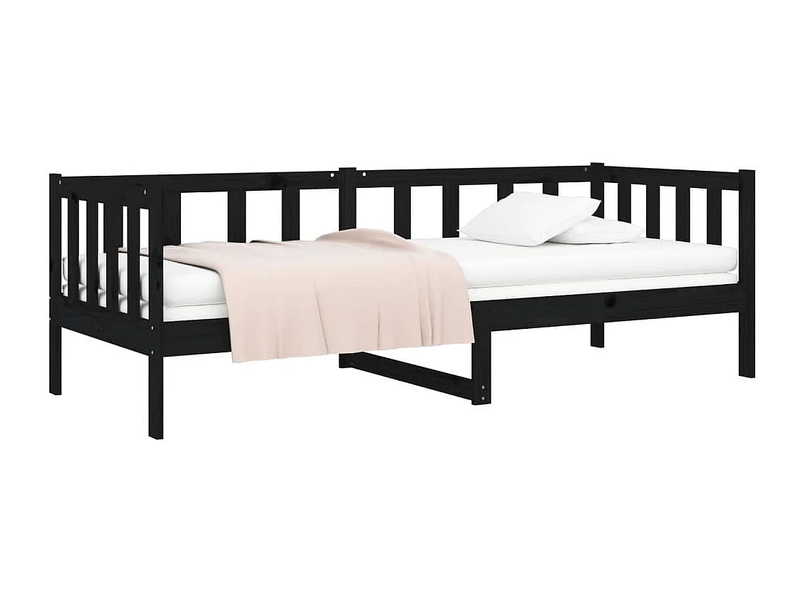 Tagesbett,Sofabett Schwarz 80x200 cm Massivholz Kiefer -gkd30989