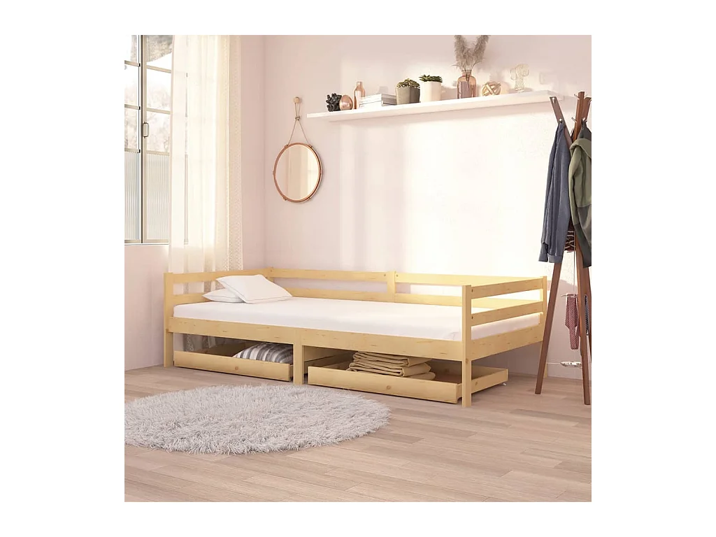 Lit-90x200 cm de repos + tiroirs Bois de pin massif HOQW29363