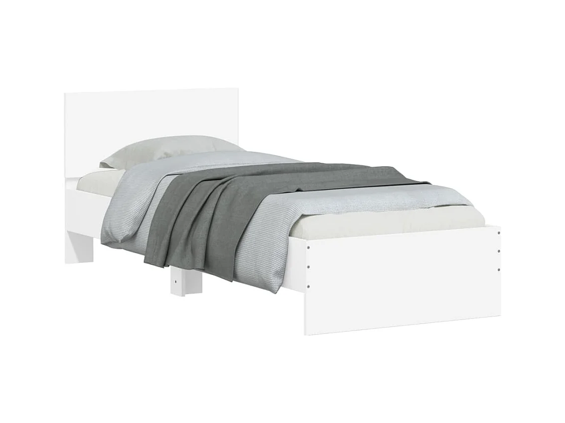 Lit-90x200 cm + tête de lit et lumières LED blanc HOQW20059