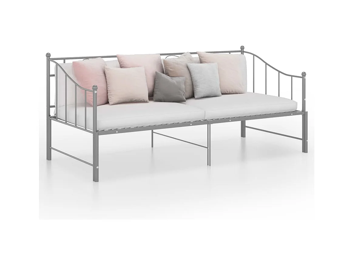 Lit-90x200 cm extensible Gris Métal HOQW96258